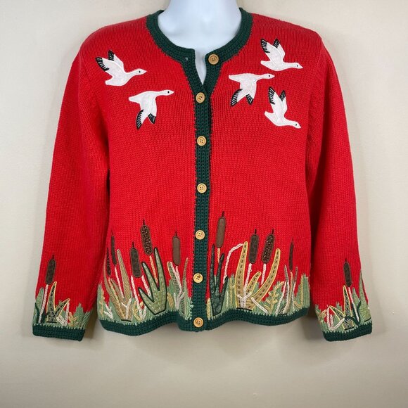 Orvis Sweaters - Vintage Orvis Cabincore Naturecore Duck Sweater Size M Button Cardigan Outdoor